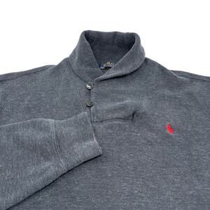 Polo Ralph Lauren Medium Dark Gray Shawl Collar Long Sleeve Henley‎ Sweater